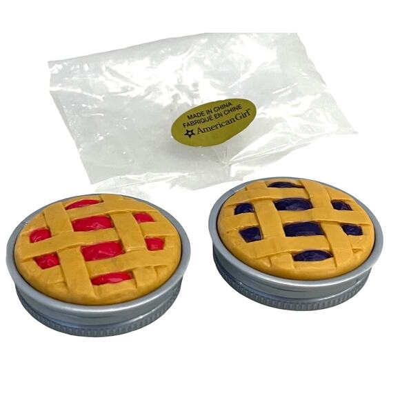 NEW American Girl PIES + JAM TIN LIDS Blueberry Cherry 6PC Food Accessory Set - Picture 5 of 8